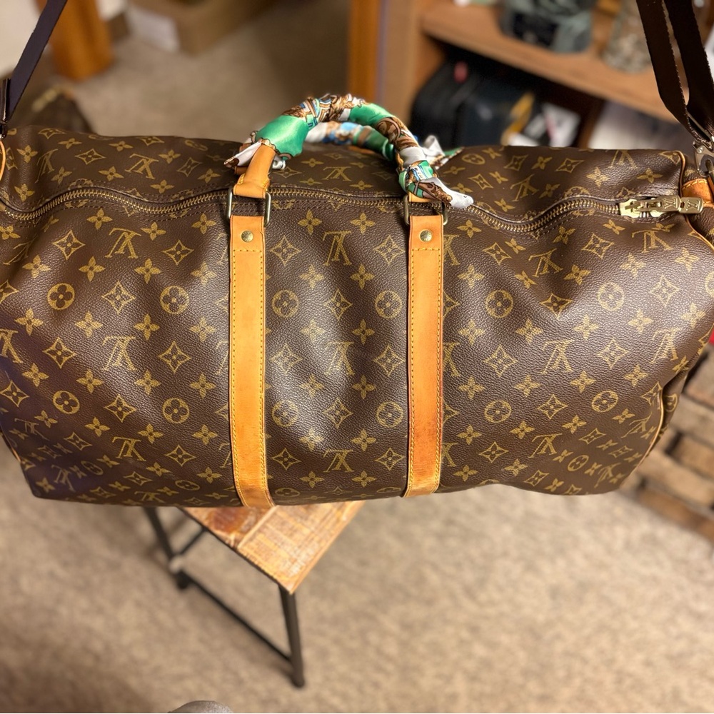 Louis Vuitton Brown Monogram Canvas Keepall 55 Duffel Bag with unbranded strap - Picture 6 of 15